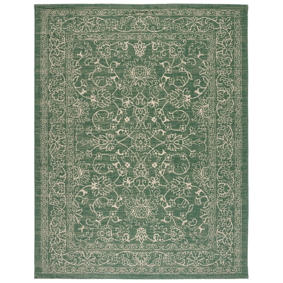 SAFAVIEH Courtyard Ilija Medallion Indoor/Outdoor Area Rug, Dark Green/Beige, 9' x 12'