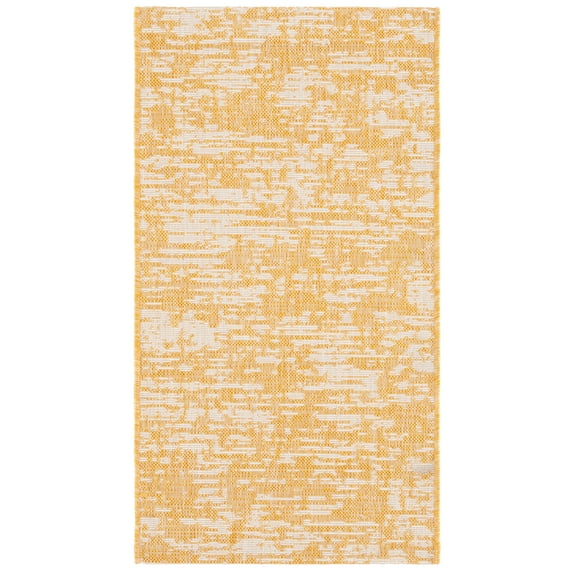 SAFAVIEH Courtyard Isolde Abstract Indoor/Outdoor Area Rug, Gold/Ivory, 2' x 3'7"