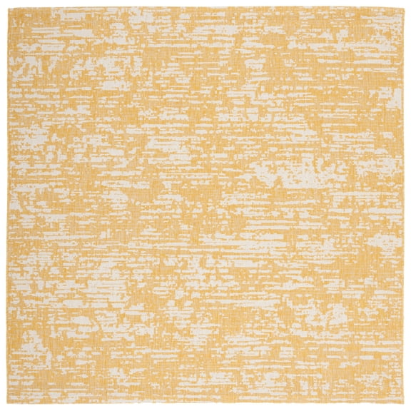 SAFAVIEH Courtyard Isolde Abstract Indoor/Outdoor Area Rug, Gold/Ivory, 6'7" x 6'7" Square