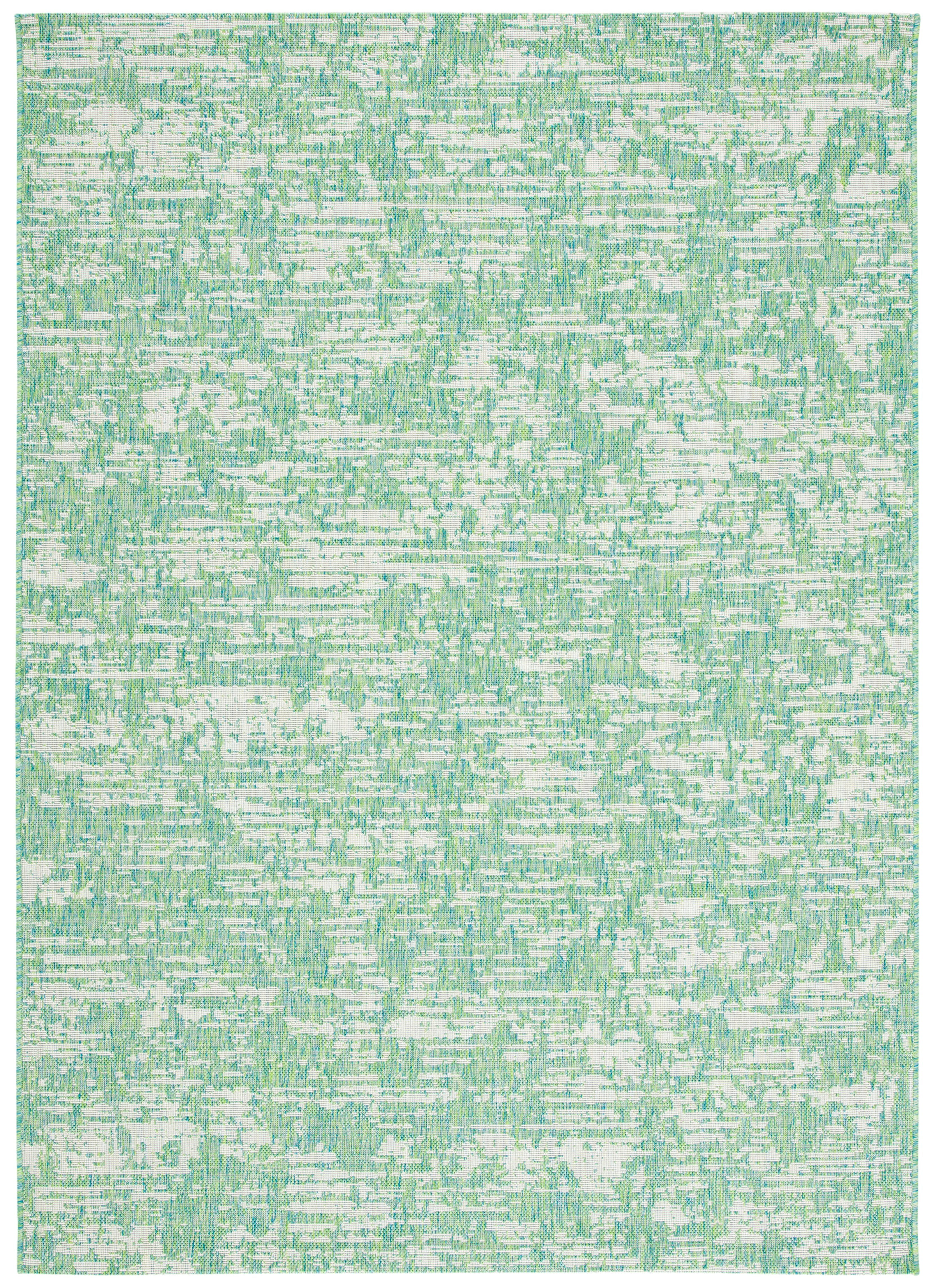 Courtyard Blue Ivory 8' x 10' Easy-Care Synthetic Area Rug