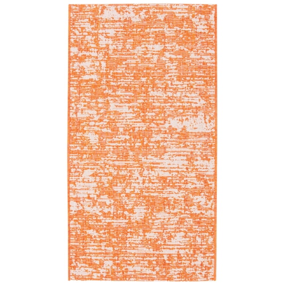 SAFAVIEH Courtyard Isolde Abstract Indoor/Outdoor Area Rug, Orange/Ivory, 2' x 3'7"