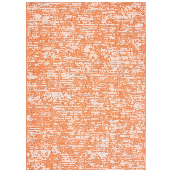 SAFAVIEH Courtyard Isolde Abstract Indoor/Outdoor Area Rug, Orange/Ivory, 2' x 3'7"