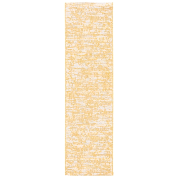 SAFAVIEH Courtyard Isolde Abstract Indoor/Outdoor Runner Rug, Gold/Ivory, 2'3" x 8'