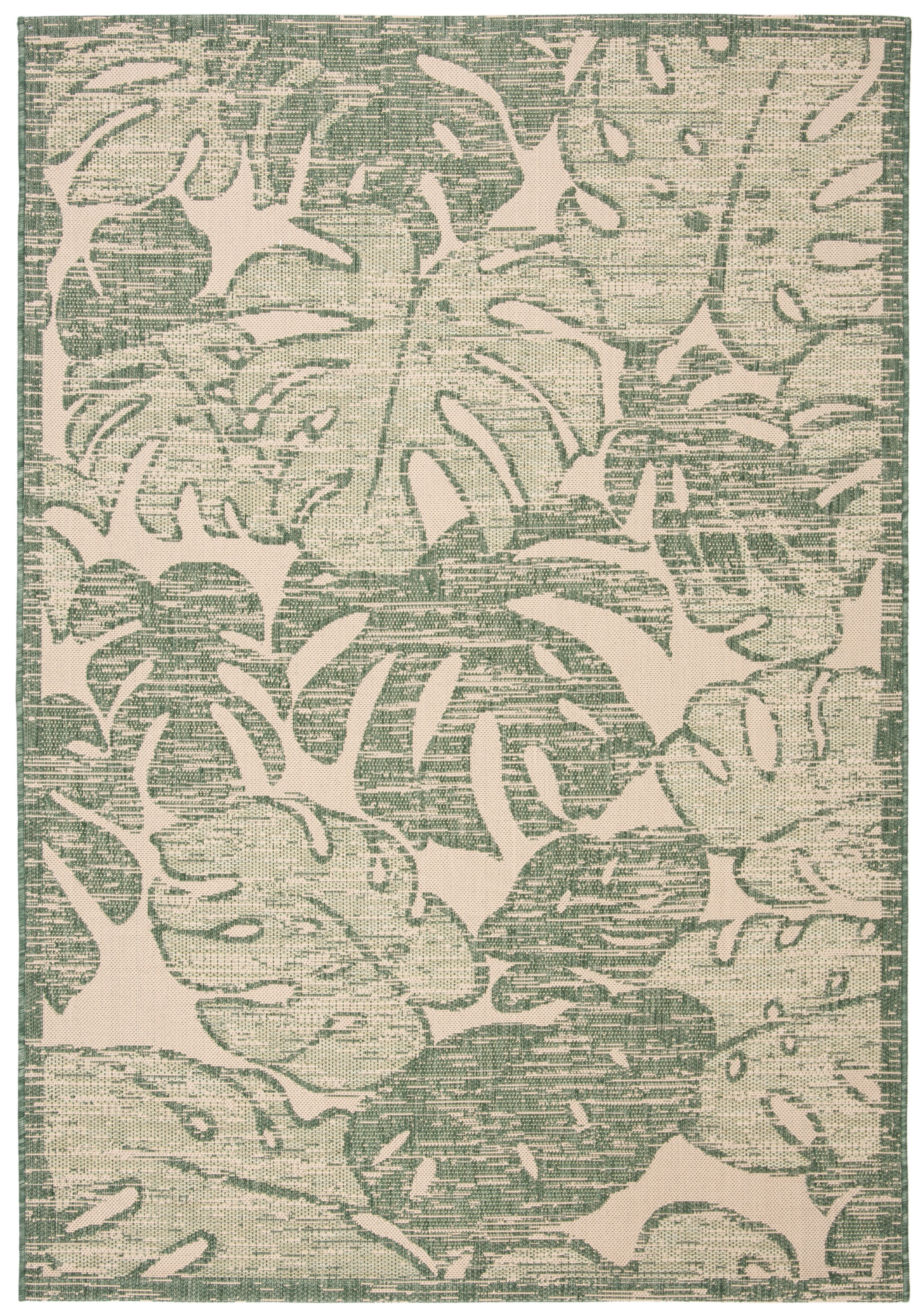 Safavieh Courtyard Ivy Botanical Indoor/Outdoor Area Rug, Beige/Green, 5'3" x 7'7"