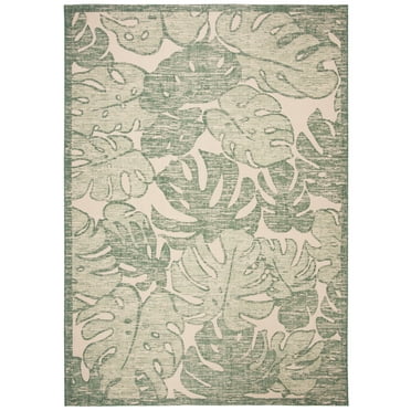 SAFAVIEH Courtyard Ivy Botanical Indoor/Outdoor Area Rug, Beige/Green, 8' x 10'