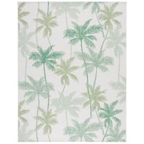 SAFAVIEH Courtyard Jaden Botanical Indoor/Outdoor Area Rug, Ivory/Green, 9' x 12'