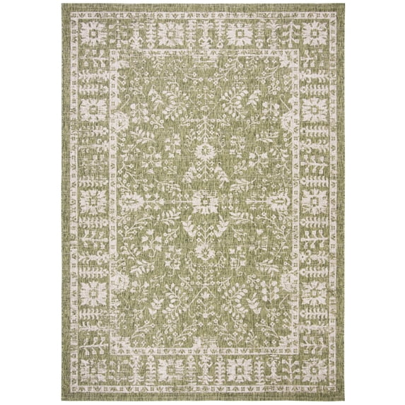 SAFAVIEH Courtyard Jaki Traditional Indoor/Outdoor Area Rug, 9' x 12', Green/Beige