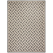 SAFAVIEH Courtyard Janey Bordered Indoor/Outdoor Area Rug, Anthracite/Light Beige, 9' x 12'