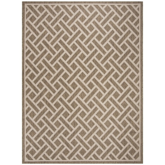 SAFAVIEH Courtyard Janey Geometric Indoor/Outdoor Area Rug Brown/Light Beige, 6'7" x 9'6"