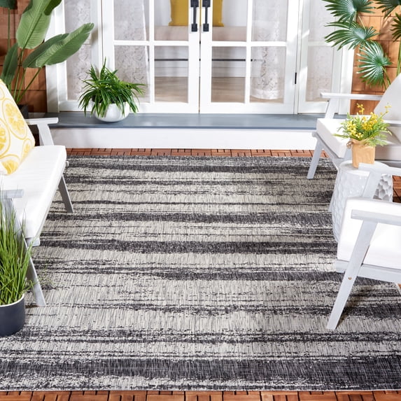 Safavieh Courtyard Jannah Abstract Indoor/Outdoor Area Rug, Gray/Black, 6'7" x 9'6"