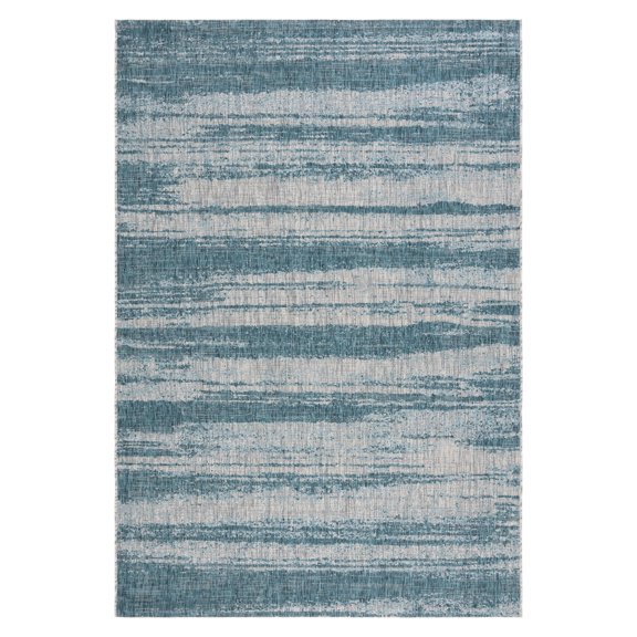 Safavieh Courtyard Jannah Abstract Indoor/Outdoor Area Rug, Gray/Teal, 6'7" x 9'6"