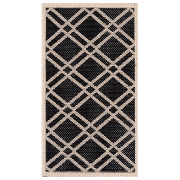 Safavieh Courtyard Jasper Geometric Indoor/Outdoor Area Rug, Black/Beige, 2' x 3'7"