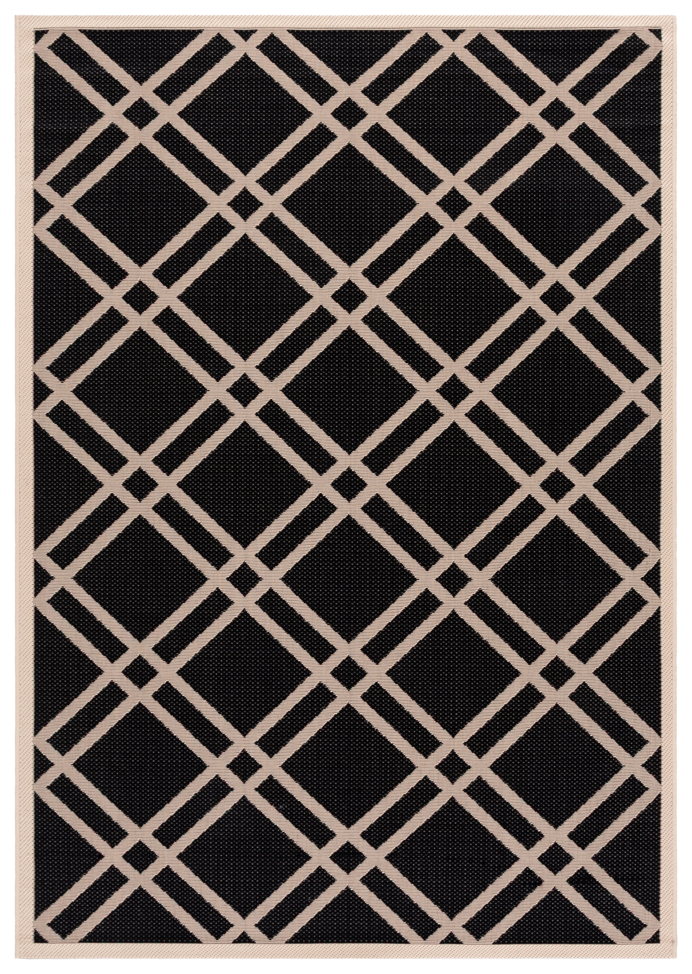 Safavieh Courtyard Jasper Geometric Indoor/Outdoor Area Rug, Black/Beige, 4' x 5'7"