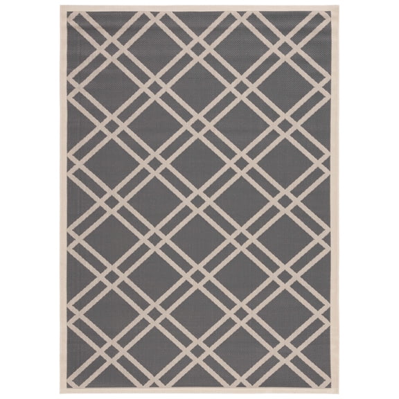 Safavieh Courtyard Jasper Geometric Indoor/Outdoor Area Rug, Anthracite/Beige, 5'3" x 7'7"