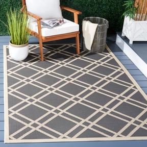 Safavieh Courtyard Jasper Geometric Indoor/Outdoor Area Rug, Anthracite/Beige, 5'3" x 7'7"