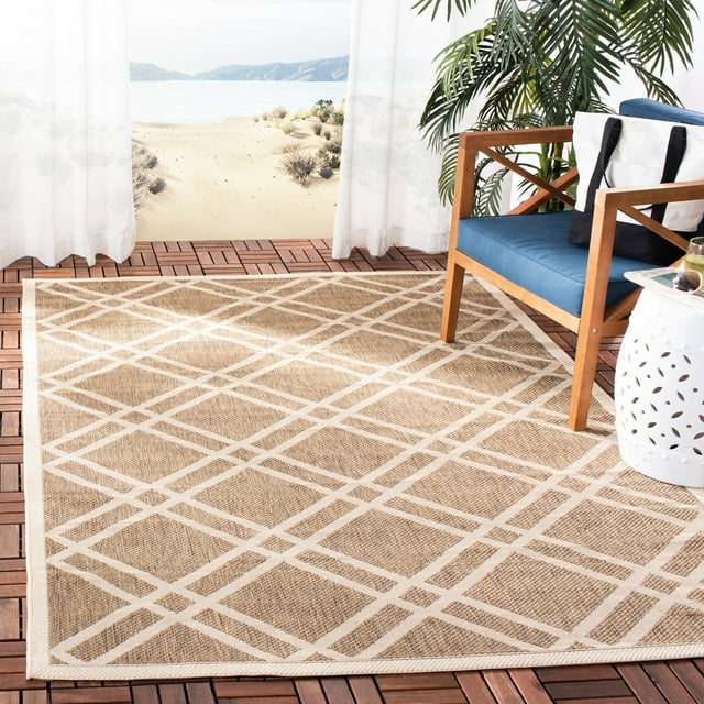 SAFAVIEH Courtyard Jasper Geometric Bordered Indoor/Outdoor Area Rug, 5