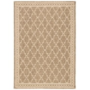 SAFAVIEH Courtyard Jasper Geometric Bordered Indoor/Outdoor Area Rug, 5'3" x 7'7", Dark Beige/Beige