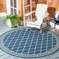 thumbnail image 1 of SAFAVIEH Courtyard Jasper Geometric Bordered Indoor/Outdoor Area Rug, 6'7" x 6'7" Round, Navy/Beige, 1 of 7