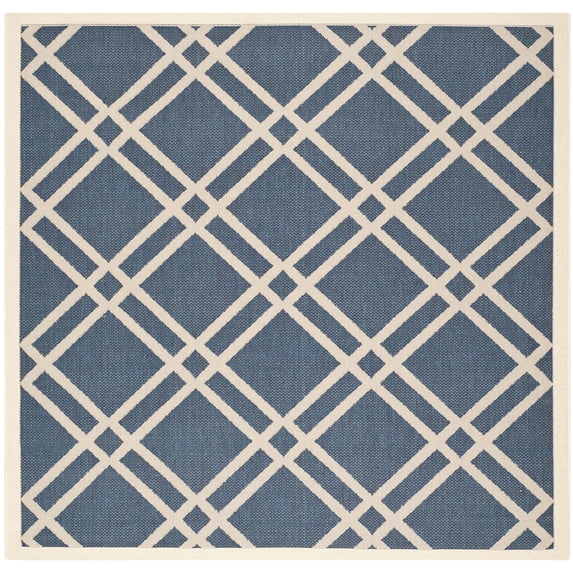 Safavieh Courtyard Jasper Geometric Indoor/Outdoor Area Rug, Navy/Beige, 6'7" x 6'7" Square