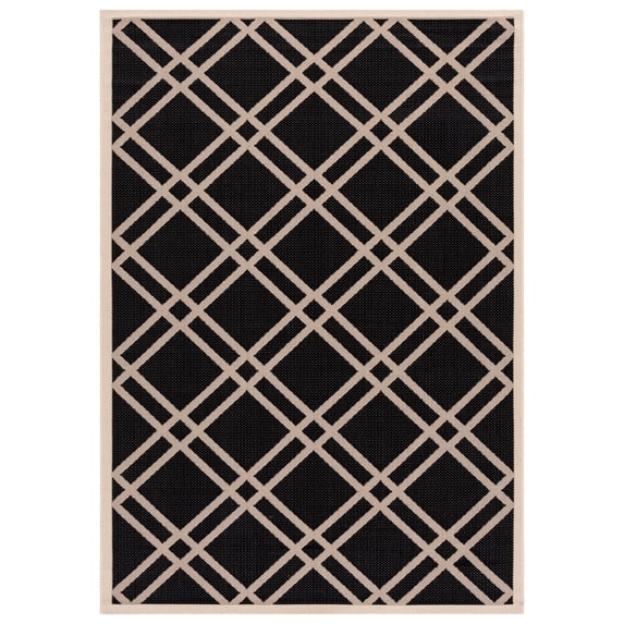 Safavieh Courtyard Jasper Geometric Indoor/Outdoor Area Rug, Black/Beige, 6'7" x 9'6"