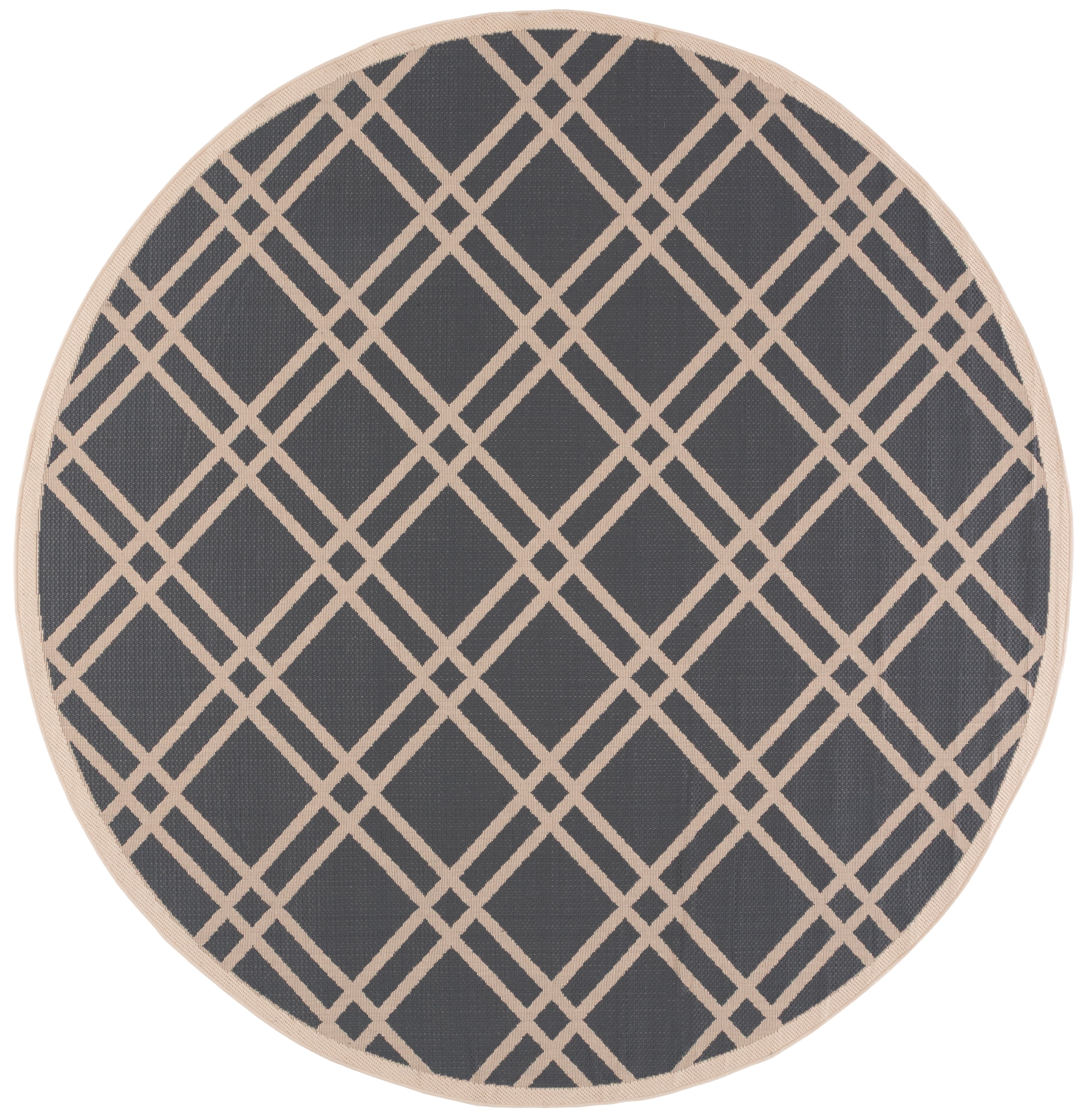 Safavieh Courtyard Jasper Geometric Indoor/Outdoor Area Rug, Anthracite/Beige, 7'10" x 7'10" Round