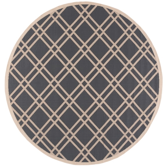 Safavieh Courtyard Jasper Geometric Indoor/Outdoor Area Rug, Anthracite/Beige, 7'10" x 7'10" Round
