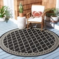 thumbnail image 1 of SAFAVIEH Courtyard Jasper Geometric Bordered Indoor/Outdoor Area Rug, 7'10" x 7'10" Round, Black/Beige, 1 of 8