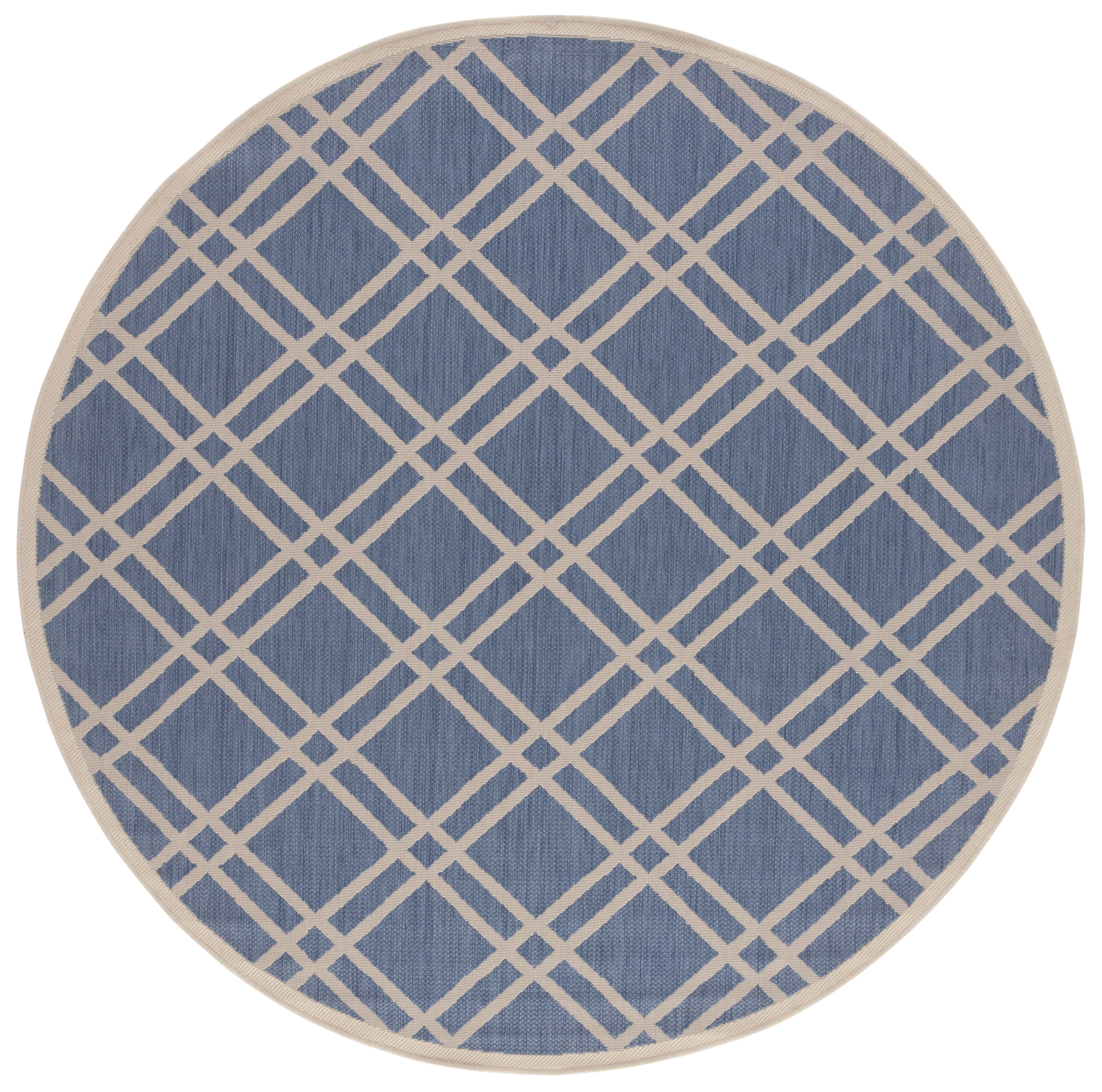 Safavieh Courtyard Jasper Geometric Indoor/Outdoor Area Rug, Blue/Beige, 7'10" x 7'10" Round