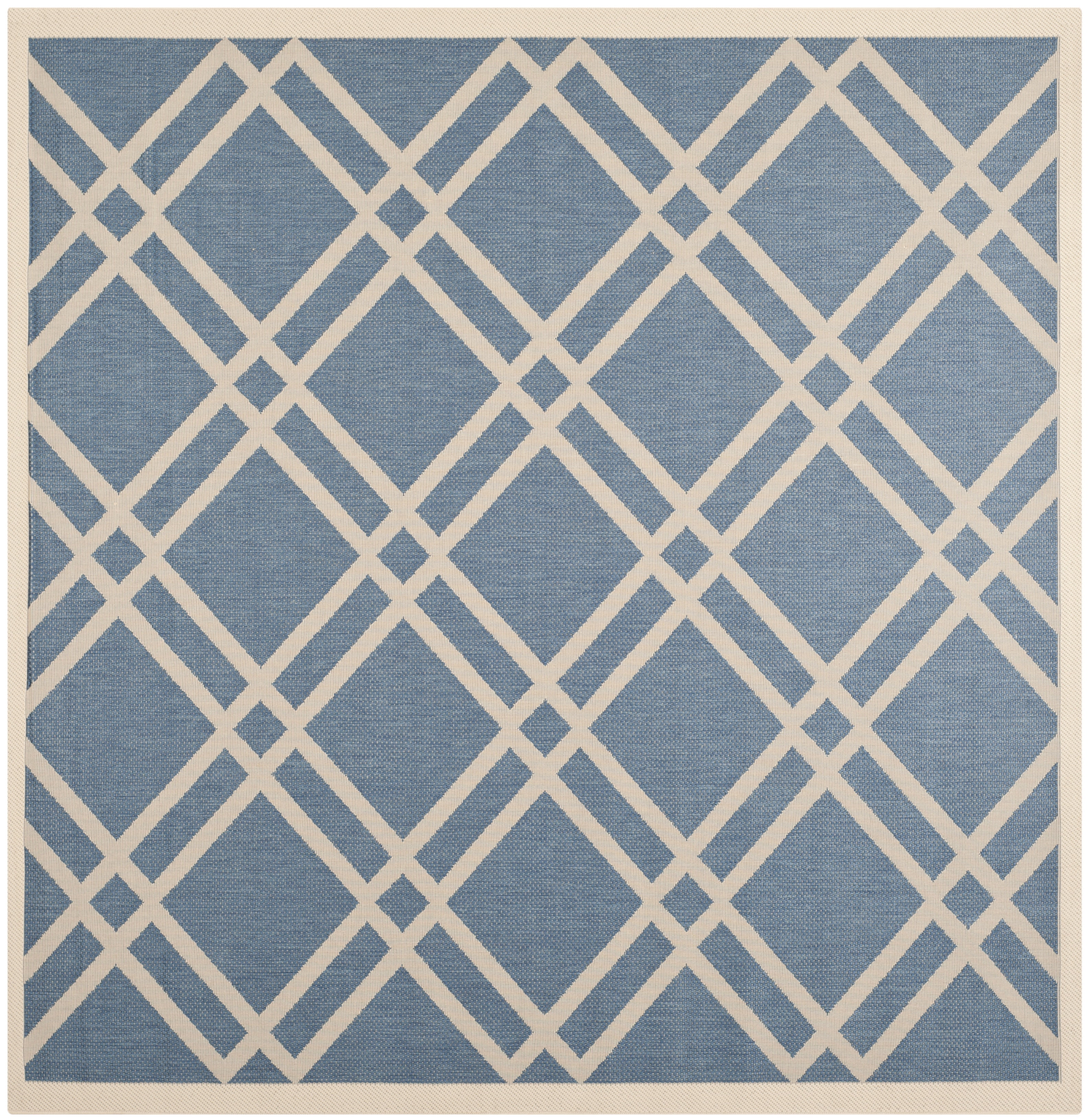 Safavieh Courtyard Blue and Beige Square Indoor/Outdoor Rug