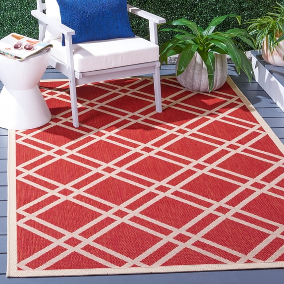 Safavieh Courtyard Jasper Geometric Indoor/Outdoor Area Rug, Red/Bone, 8' x 11'
