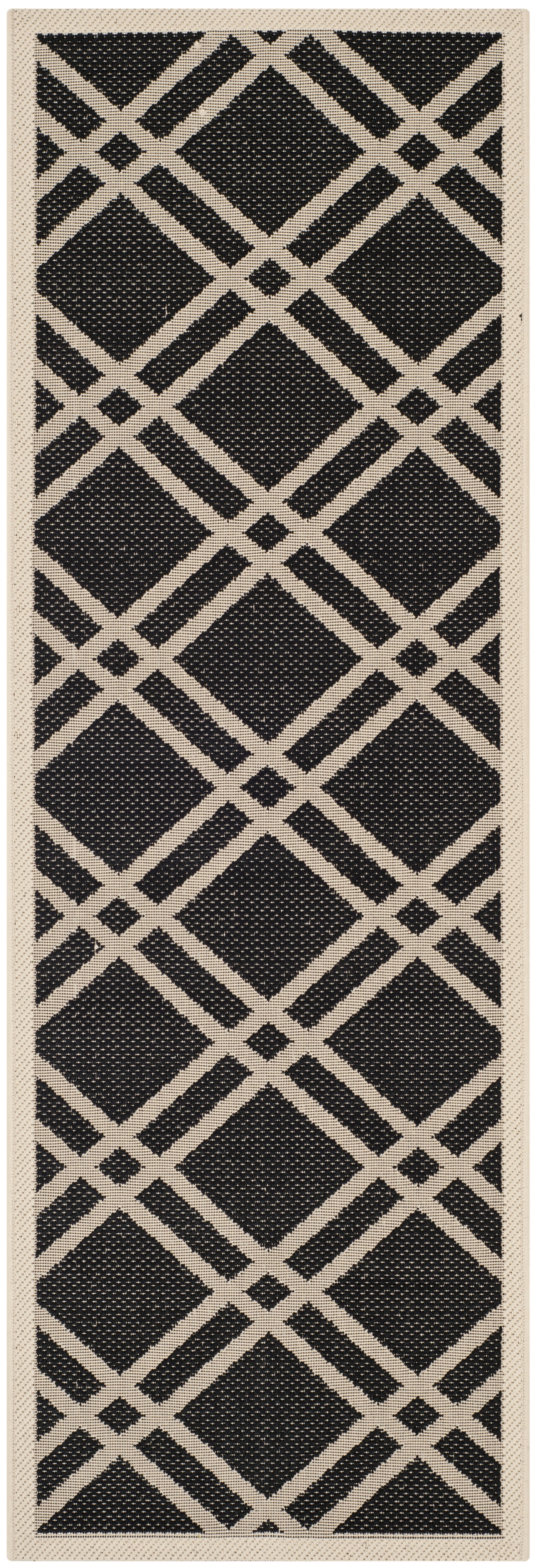 Safavieh Courtyard Jasper Geometric Indoor/Outdoor Runner Rug, Black/Beige, 2'3" x 6'7"
