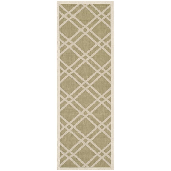 Safavieh Courtyard Jasper Geometric Indoor/Outdoor Runner Rug, Green/Beige, 2'3" x 6'7"