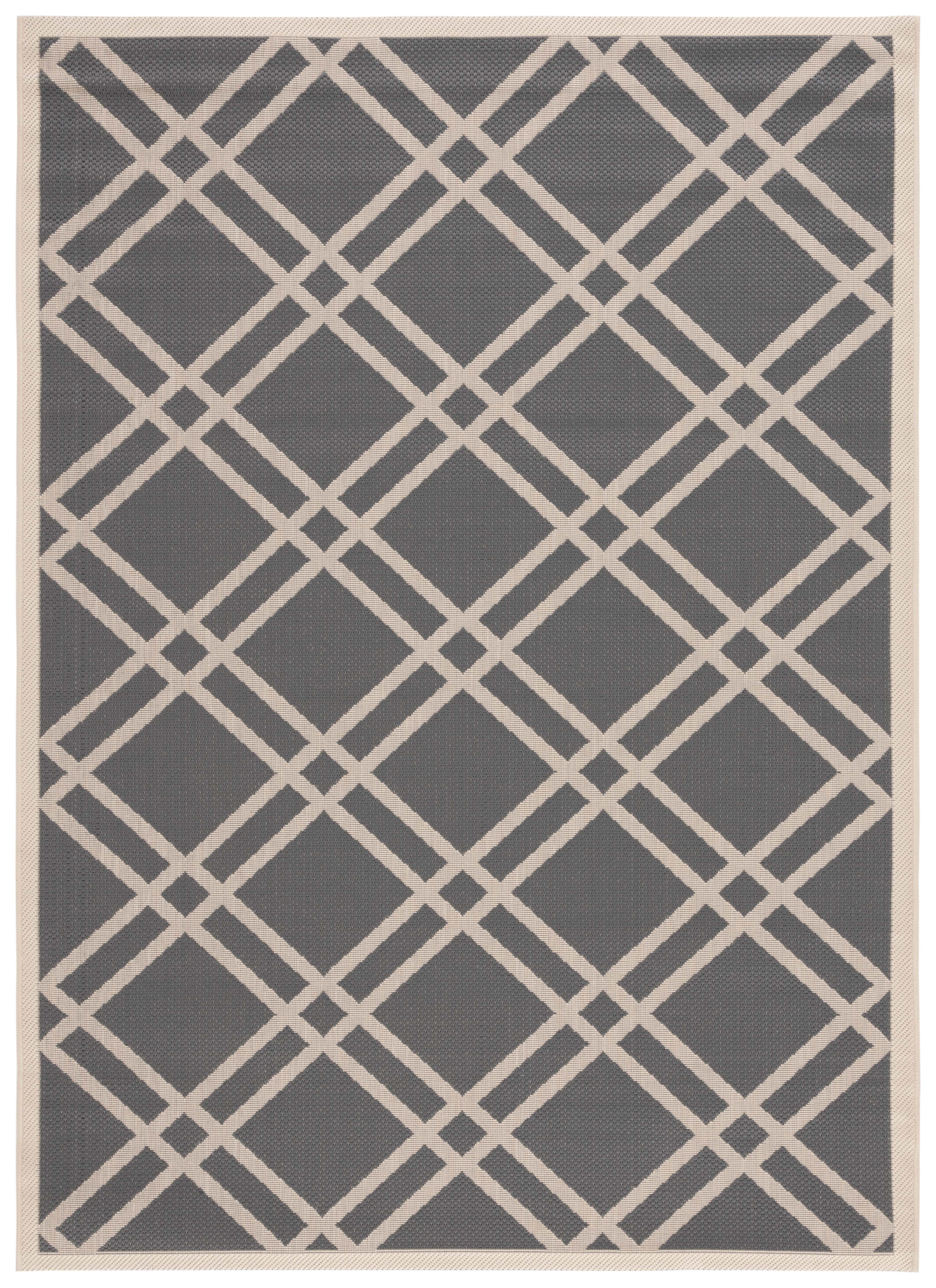Safavieh Courtyard Jasper Geometric Indoor/Outdoor Area Rug, Anthracite/Beige, 4' x 5'7"