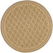 SAFAVIEH Courtyard Jasper Geometric Indoor/Outdoor Area Rug, Dark Beige/Beige, 6'7" x 6'7" Round