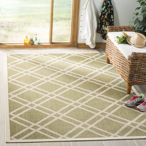 Safavieh Courtyard Jasper Geometric Indoor/Outdoor Area Rug, Green/Beige, 6'7" x 9'6"