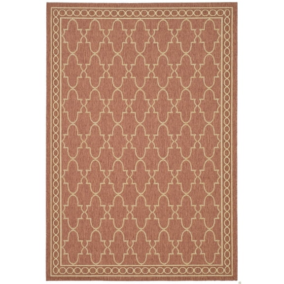 SAFAVIEH Courtyard Jasper Geometric Indoor/Outdoor Area Rug, Rust/Sand, 5'3" x 7'7"