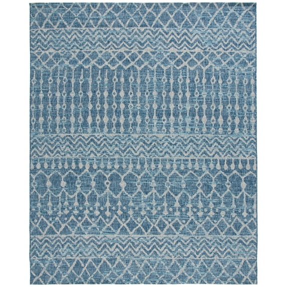 SAFAVIEH Courtyard Javier Geometric Indoor/Outdoor Area Rug, Navy/Grey, 8' x 10'