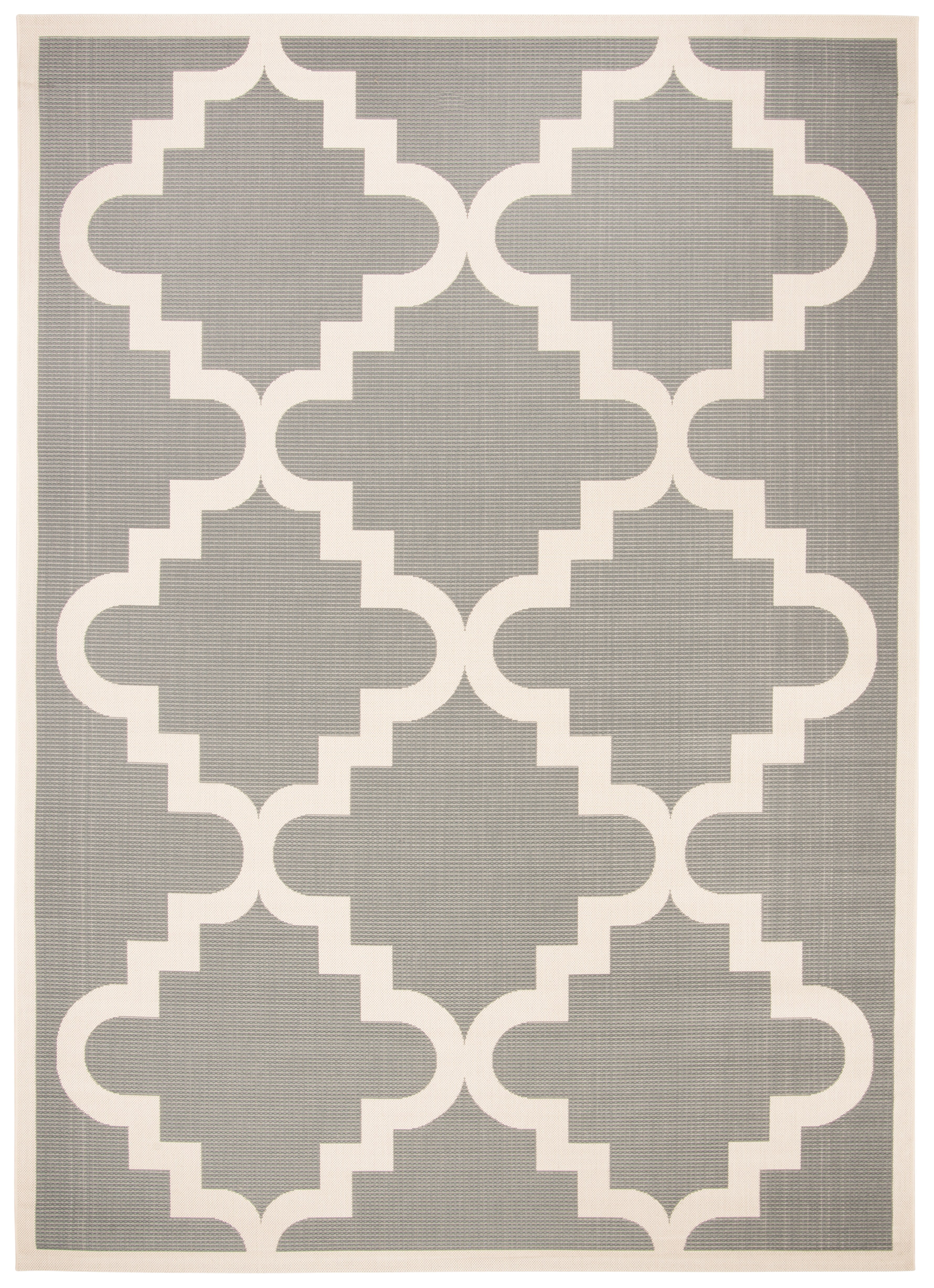 SAFAVIEH Courtyard Jaylee Geometric Indoor/Outdoor Area Rug, Anthracite/Beige, 8' x 11'2"