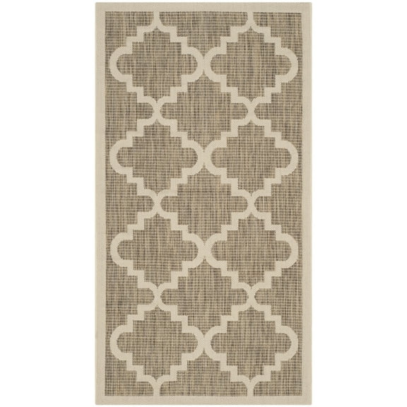 SAFAVIEH Courtyard Jaylee Geometric Indoor/Outdoor Area Rug, Brown/Beige, 2'7" x 5'