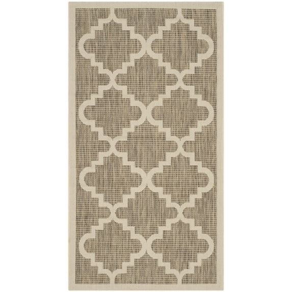 SAFAVIEH Courtyard Jaylee Geometric Indoor/Outdoor Area Rug, Brown/Beige, 2'7" x 5'