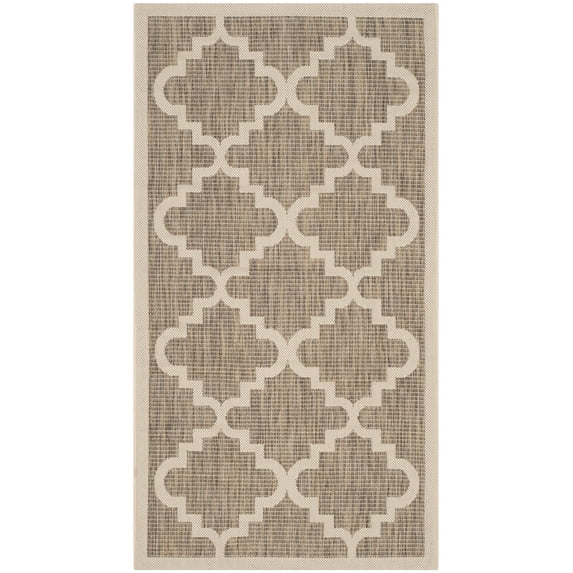 SAFAVIEH Courtyard Jaylee Geometric Indoor/Outdoor Area Rug, Brown/Beige, 2'7" x 5'