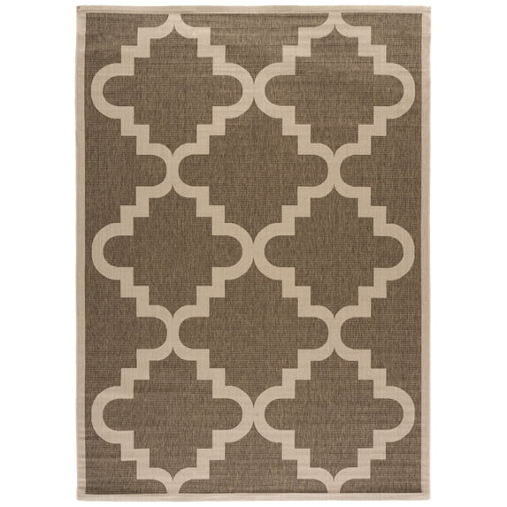 SAFAVIEH Courtyard Jaylee Geometric Indoor/Outdoor Area Rug, Brown/Beige, 9' x 12'6"