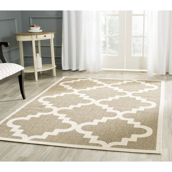 SAFAVIEH Courtyard Jaylee Geometric Trellis Indoor/Outdoor Area Rug Brown/Beige, 8' x 11'2"
