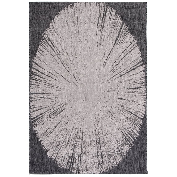 SAFAVIEH Courtyard Jaymz Radiant Indoor/Outdoor Area Rug, Beige/Black, 9' x 12'