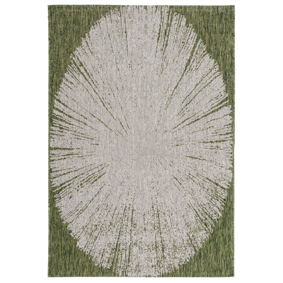 SAFAVIEH Courtyard Jaymz Radiant Indoor/Outdoor Area Rug, Beige/Dark Green, 4' x 5'7"