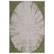 SAFAVIEH Courtyard Jaymz Radiant Indoor/Outdoor Area Rug, Beige/Dark Green, 4' x 5'7"
