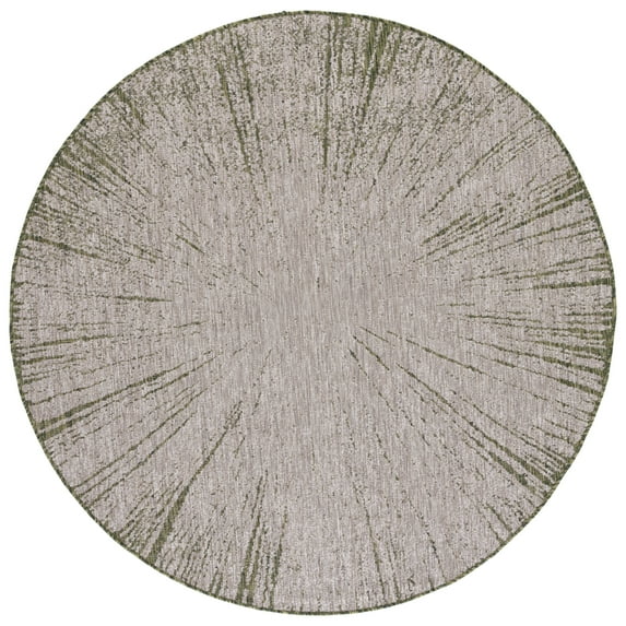 SAFAVIEH Courtyard Jaymz Radiant Indoor/Outdoor Area Rug, Beige/Dark Green, 6'7" x 6'7" Round