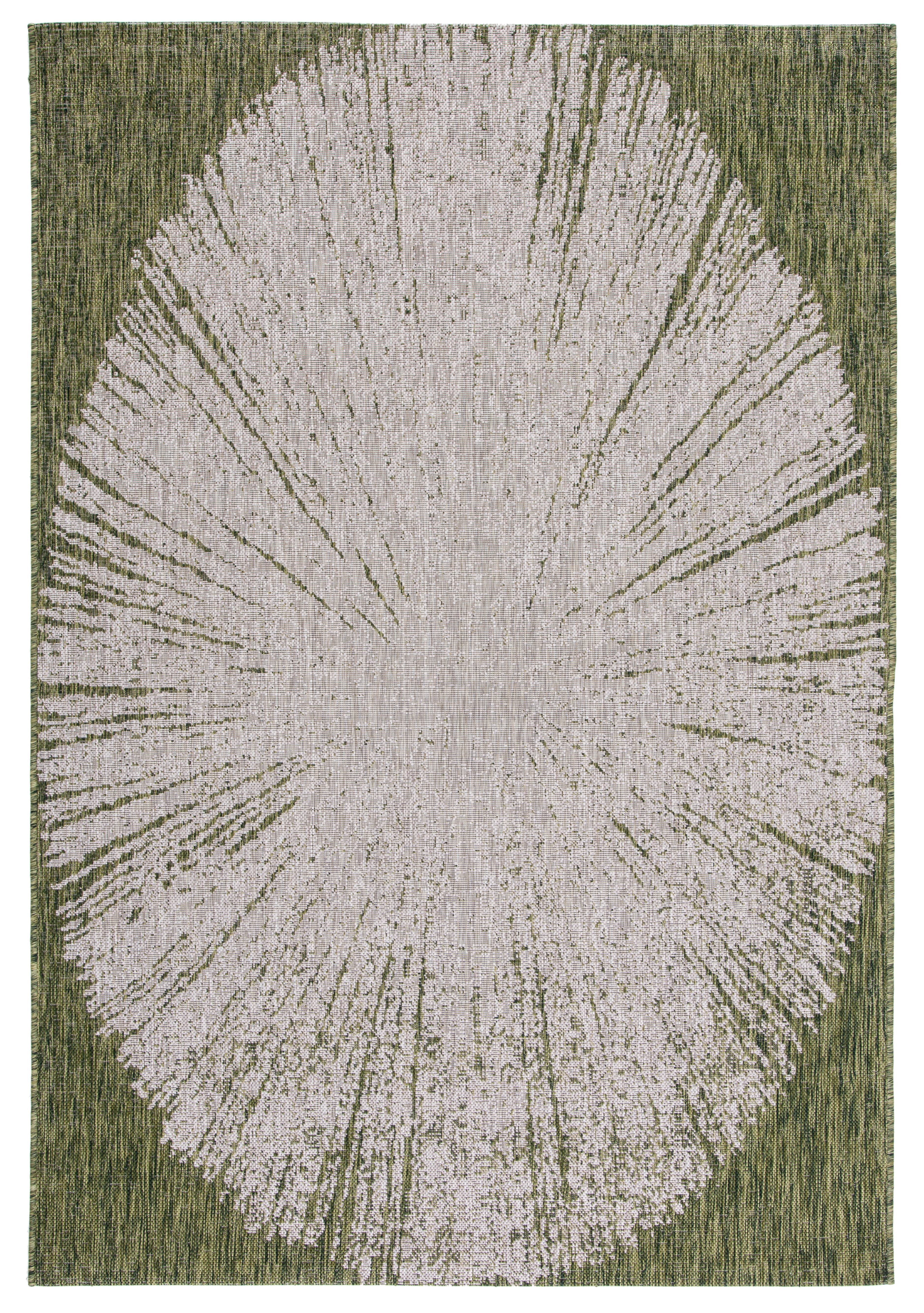 SAFAVIEH Courtyard Jaymz Radiant Indoor/Outdoor Area Rug, Beige/Dark Green, 6'7" x 9'6"