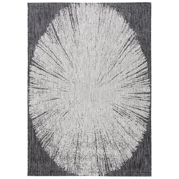 SAFAVIEH Courtyard Jaymz Radiant Indoor/Outdoor Area Rug, Grey/Black, 4' x 5'7"
