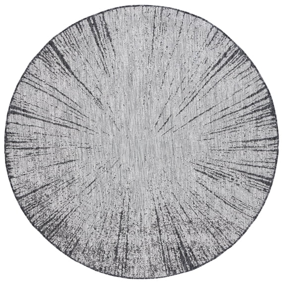 SAFAVIEH Courtyard Jaymz Radiant Indoor/Outdoor Area Rug, Grey/Black, 6'7" x 6'7" Round